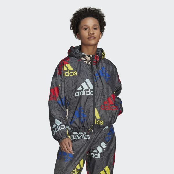 Women's Essentials Multi-colored Logo Windbreaker