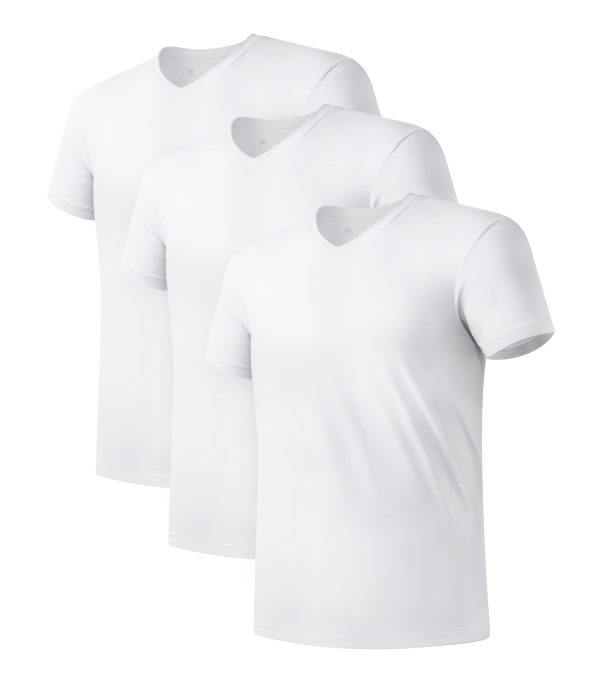 Men's Undershirts Micro Modal Ultra Soft T-Shirts Stretch Moisture-Wicking Crewneck/V-Neck Tees for Men, 3-Pack