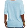 Women Fashion V-Neck Half Sleeves Oversized T Shirt Solid Casual Loose Basic Tops