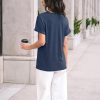 Womens Tops Short Sleeve T Shirt Summer V Neck Casual Top 2025 Spring Cute Basic Trendy Outfits Fashion