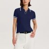 Womens Short Sleeve Sweater Tops Lapel V Neck Polo Shirts 2025 Summer Cable Knit Blouses Business Casual Outfits