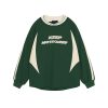 Patchwork Crewneck Sweatshirt Oversized Vintage Letter Long Sleeve T-Shirt Graphic Top for Men Streetwear