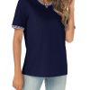 Women 2025 Summer Short Sleeve T-Shirts Crewneck Loose Casual Color Block Fashion Tee Tops