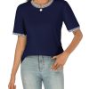 Women 2025 Summer Short Sleeve T-Shirts Crewneck Loose Casual Color Block Fashion Tee Tops