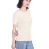 Short Sleeve Crewneck Sweater Top 100% Cashmere Jewel Neck Pullover Tee for Women