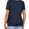 Women’s Casual Short Sleeve V Neck T Shirt Summer Banded Bottom Loose Fit Tunic Tee Shirt Top