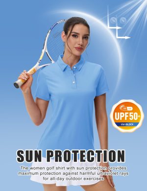 Women's Polos Golf Shirts Short Sleeve UPF 50+ Collared Shirt Quick Dry Tennis Work Athletic Tops