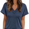 Womens Tops Short Sleeve T Shirt Summer V Neck Casual Top 2025 Spring Cute Basic Trendy Outfits Fashion