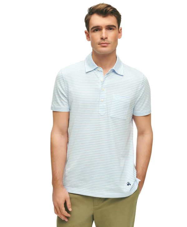 Men's Cotton Jersey Feeder Stripe Short Sleeve Polo
