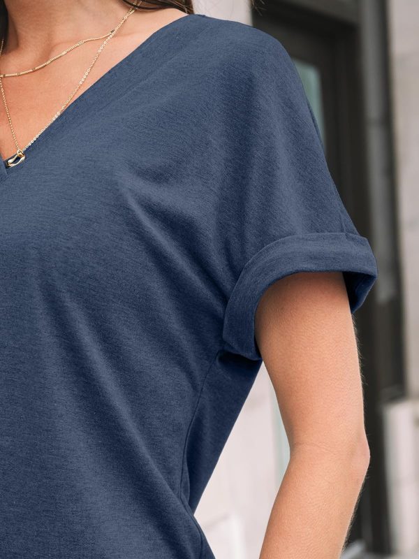 Womens Tops Short Sleeve T Shirt Summer V Neck Casual Top 2025 Spring Cute Basic Trendy Outfits Fashion