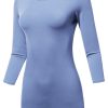 Women's Casual 3/4 Sleeve Stretchy Slim Fit Basic T-Shirt Top with Plus Size