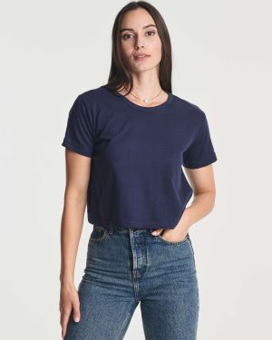 4 Pack: Women's Cotton Short Sleeve Crop Top – Cropped Casual Crew Neck T-Shirts (Available in Plus Size)