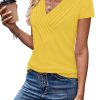 Womens Tshirts Trendy Fashion Tops Short Sleeve V Neck Loose Fit Summer Casual Blouses