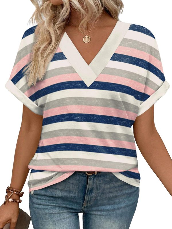Womens Summer Tops Short Dolman Sleeve Shirts 2025 Fashion V Neck Outfits Clothes