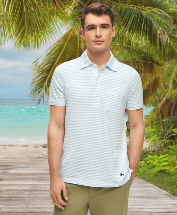 Men's Cotton Jersey Feeder Stripe Short Sleeve Polo