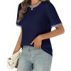 Women 2025 Summer Short Sleeve T-Shirts Crewneck Loose Casual Color Block Fashion Tee Tops