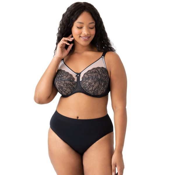 womens Retro Chic Full Figure Seamed Unlined Underwire Bra