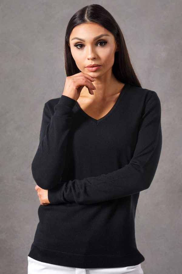 Women's Cashmere Soft Merino Wool V-Neck Sweater Pullover Top