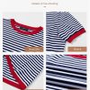 Womens Tops Casual Summer Crewneck Short Sleeve Striped Color Block Knit High Low Trendy Pullover Sweaters