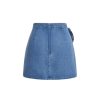 Women's High Waisted Big Bow Wrap Front Mini Bodycon Denim Skirts