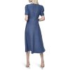 Women's Short Sleeve Button Front Fit & Flare Midi Dress