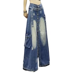 Personalized Waist Midlength Denim Skirt for Womens Spring and Summer Loose Slim