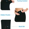 Women's High Waist Tummy Control Pencil Skirts Stretchy Bodycon Midi Skirt Below Knee with Back Slit