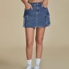 Jean Skirts for Women Denim Stretchy Cargo High Waisted Trendy Y2K Mini Skirt with Utility Pockets