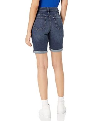 Women's Mid-Rise Slim fit Denim Bermuda Shorts with Pockets