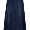 Women's Retro Exposure Button-Fly Packaged Hip A-Line Maxi Long Denim Skirt