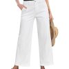 Wide Leg Jeans for Women Trendy Cropped High Waisted Front Yoke Casual Stretchy Denim Trousers Ankle Pants Jeans