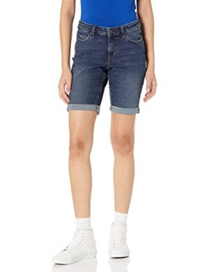 Women's Mid-Rise Slim fit Denim Bermuda Shorts with Pockets