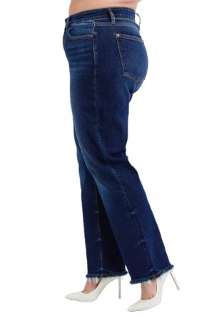 Mid Rise Straight Leg with Fray Hem 82622 (US, Numeric, 7, Regular, Regular, Dark Blue)