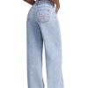 Women's Bowknot Embroidery Jeans Y2k Straight Leg Boyfriend Denim Pants
