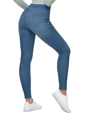 Women's High Waisted Jeggings Pants Stretchy Tummy Control Skinny Jean Leggings with Pockets