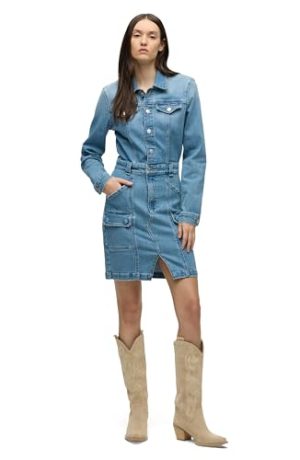 Women's Cargo Long Sleeve Denim Reconstructed Dress