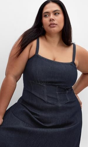 Women's Plus Size Dress - Denim Corset