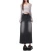 French Denim Skirt Womens Spring and Autumn Waist Slim Fish Long