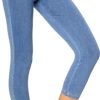 Women's Classic Denim Capri Leggings with Pockets, Comfortable Stretch Pull on Pants