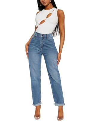 Women's Boyfriend Jeans Stretchy Ripped Distressed Denim Mom Jean Pants