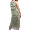 Women's Frayed Silk Ruffle-Layered Maxi Dress