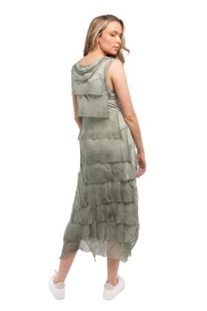 Women's Frayed Silk Ruffle-Layered Maxi Dress