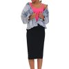 Women's High Waist Tummy Control Pencil Skirts Stretchy Bodycon Midi Skirt Below Knee with Back Slit