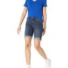 Women's Mid-Rise Slim fit Denim Bermuda Shorts with Pockets