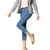 Women's Classic Denim Capri Leggings with Pockets, Comfortable Stretch Pull on Pants