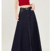 French Denim Skirt Womens Spring and Autumn Waist Slim Fish Long