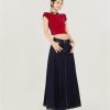 French Denim Skirt Womens Spring and Autumn Waist Slim Fish Long