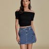 Jean Skirts for Women Denim Stretchy Cargo High Waisted Trendy Y2K Mini Skirt with Utility Pockets