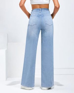 Wide Leg Jeans for Women High Waisted Stretchy Denim Jeans Fashion Baggy Trouser Jean Pants with Pockets
