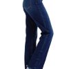Mid Rise Straight Leg with Fray Hem 82622 (US, Numeric, 7, Regular, Regular, Dark Blue)